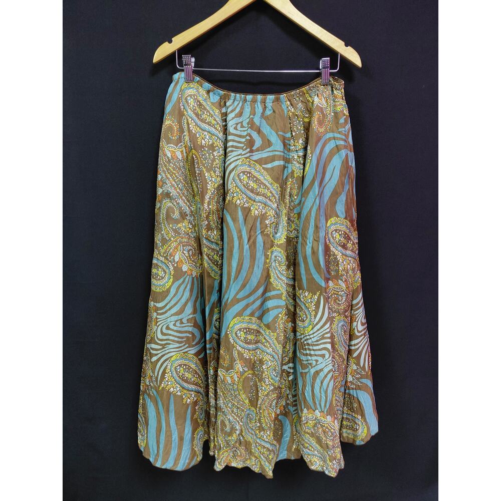 DOLCETTI Silk 100% Paisley Skirt Multicolor Size M